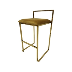 F-BS128-CG Marley barstool in champagne gold velvet with gold plated metal frame