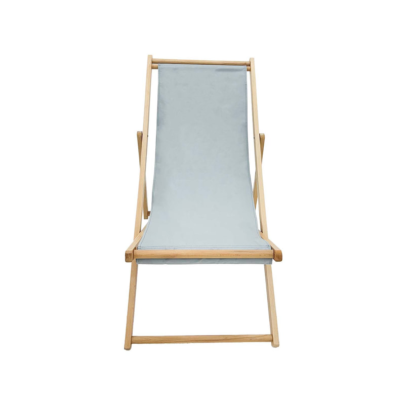  F-DC101-GY Malibu deck chair with grey fabric and natural wooden frame