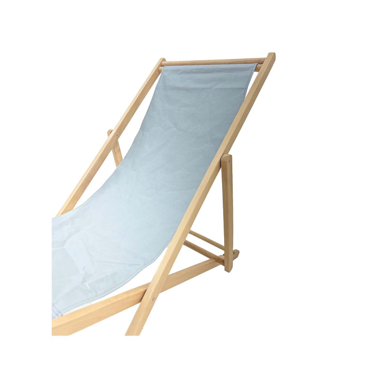  F-DC101-GY Malibu deck chair with grey fabric and natural wooden frame