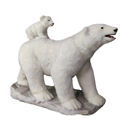 P-AM101-WH Life-size animatronic polar bear and baby with sound and head movements