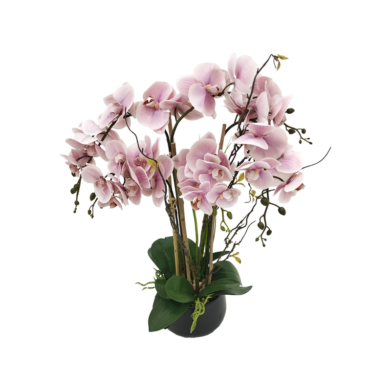P-AP104-LP 71cm high potted orchid with light pink blossoms