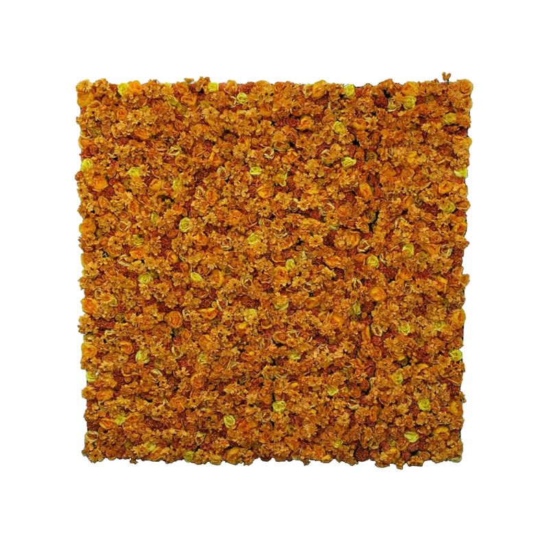  P-DP101-OR Flower wall with a variety of orange and beige flowers