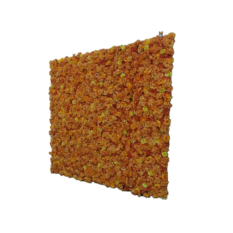 P-DP101-OR Flower wall with a variety of orange and beige flowers