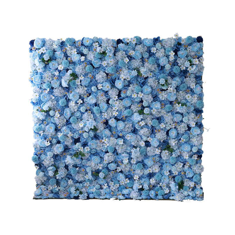 P-DP106-LB Flower wall with various blue flowers