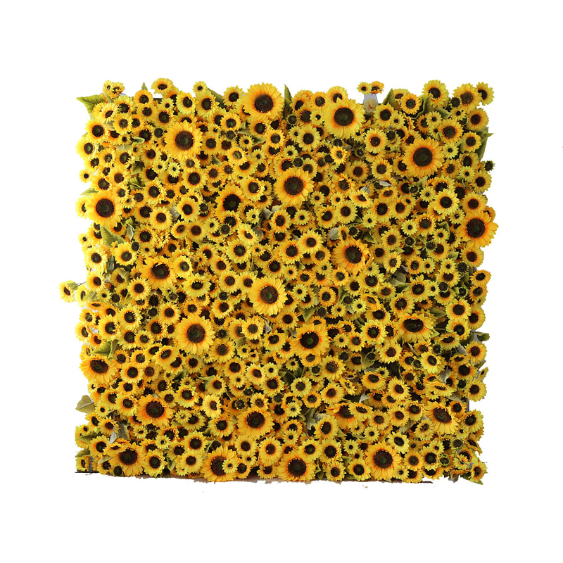 P-DP108-YL Flower wall  with a variety of sizes of artificial sunflowers 