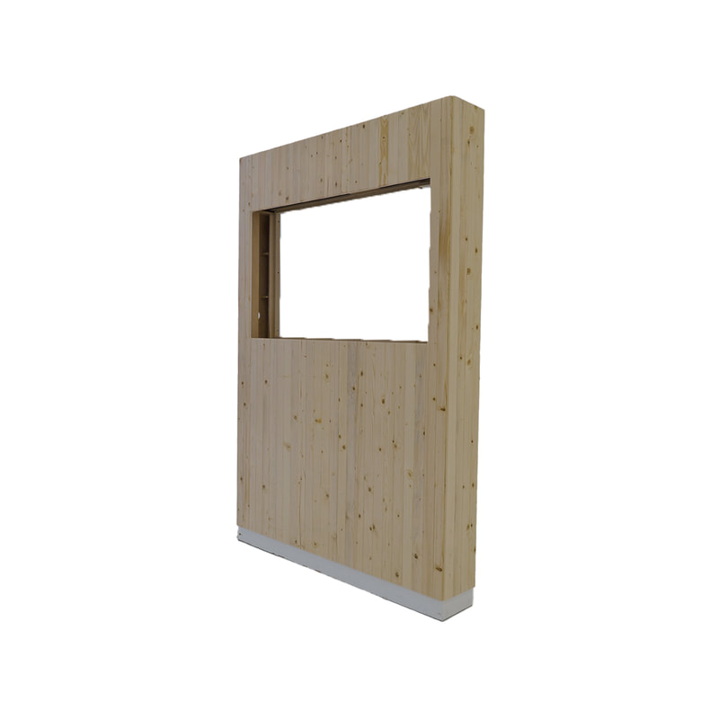P-DW101-LW Type 1 display wall stand in light wood
