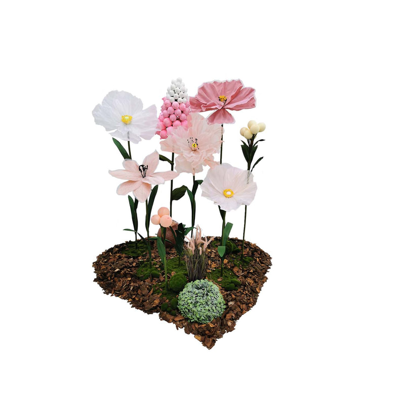 P-FK871-PW Giant Flower medium set in pink and white