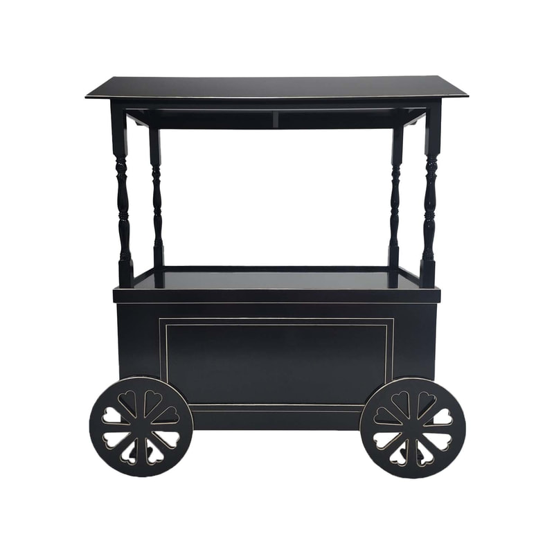 P-MO101-BG Type 1 market display cart in black with gold trim detail