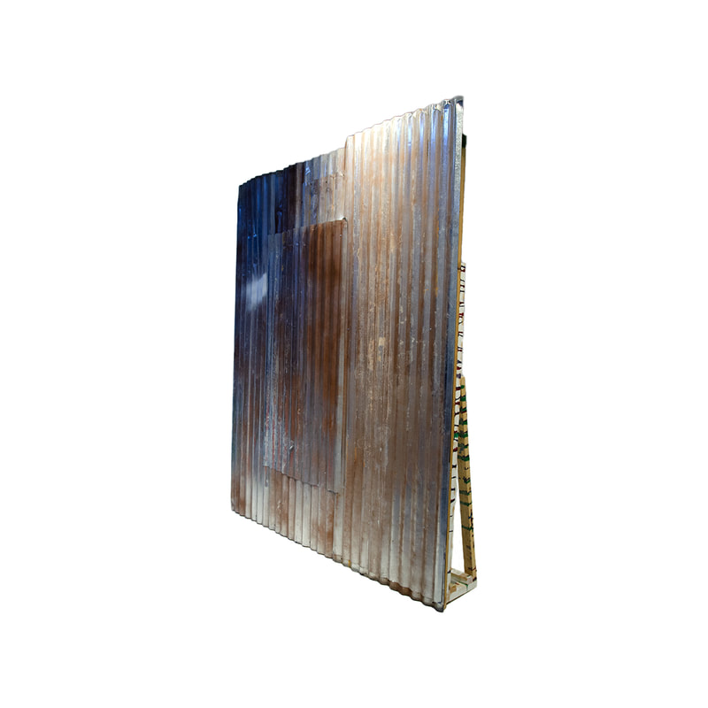 PP-PY101-DS Type 1 rusted and distressed themed wall panel in corrugated iron